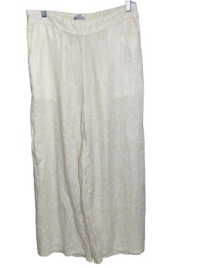 Nicole Miller Pants Medium Linen Wide Leg European Flax Beachy Resort Pockets